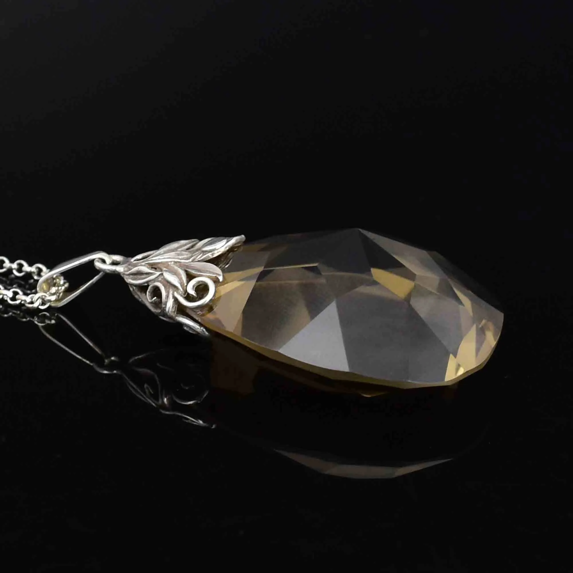 Silver Arts and Crafts 92 CTW Smoky Quartz Pendant Necklace
