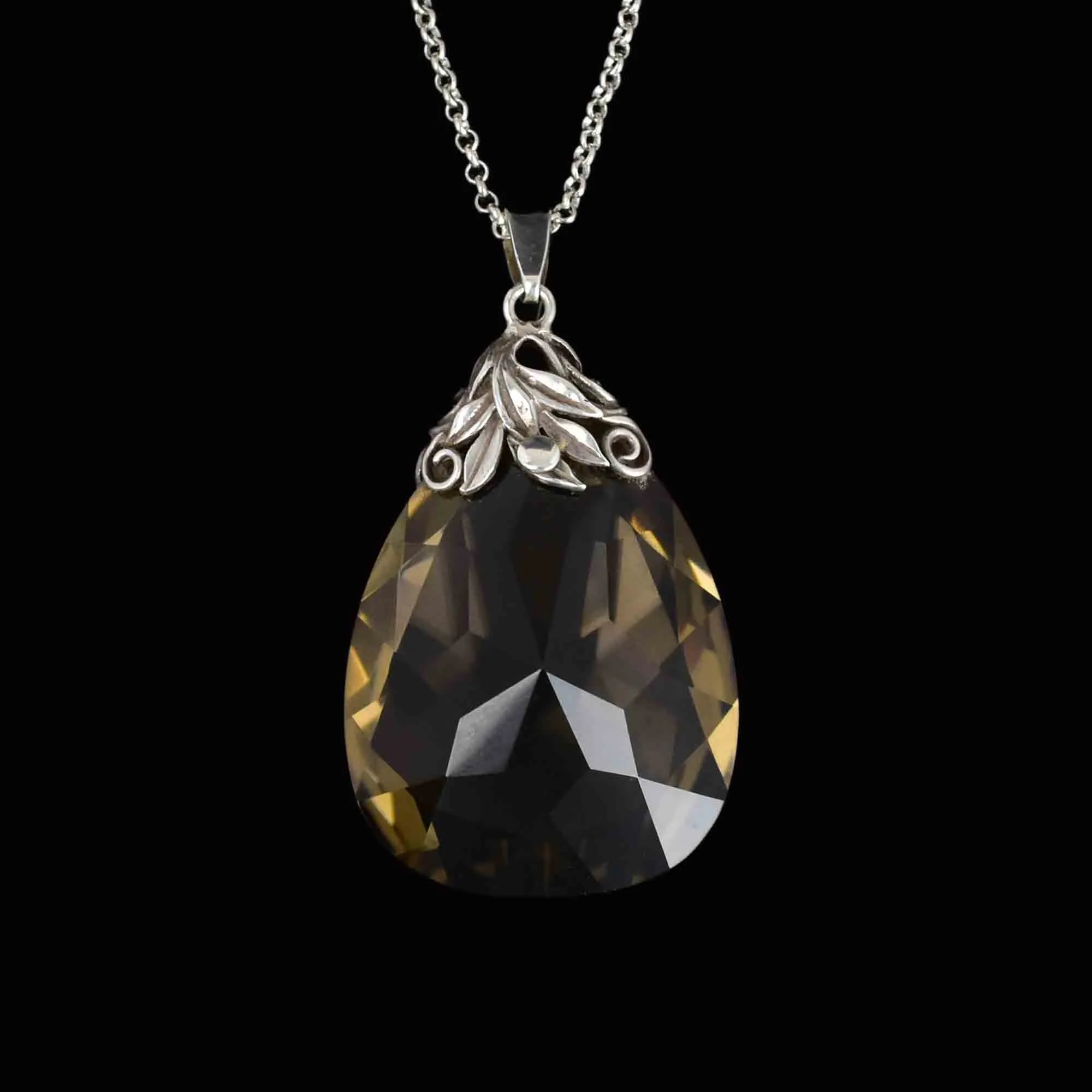 Silver Arts and Crafts 92 CTW Smoky Quartz Pendant Necklace