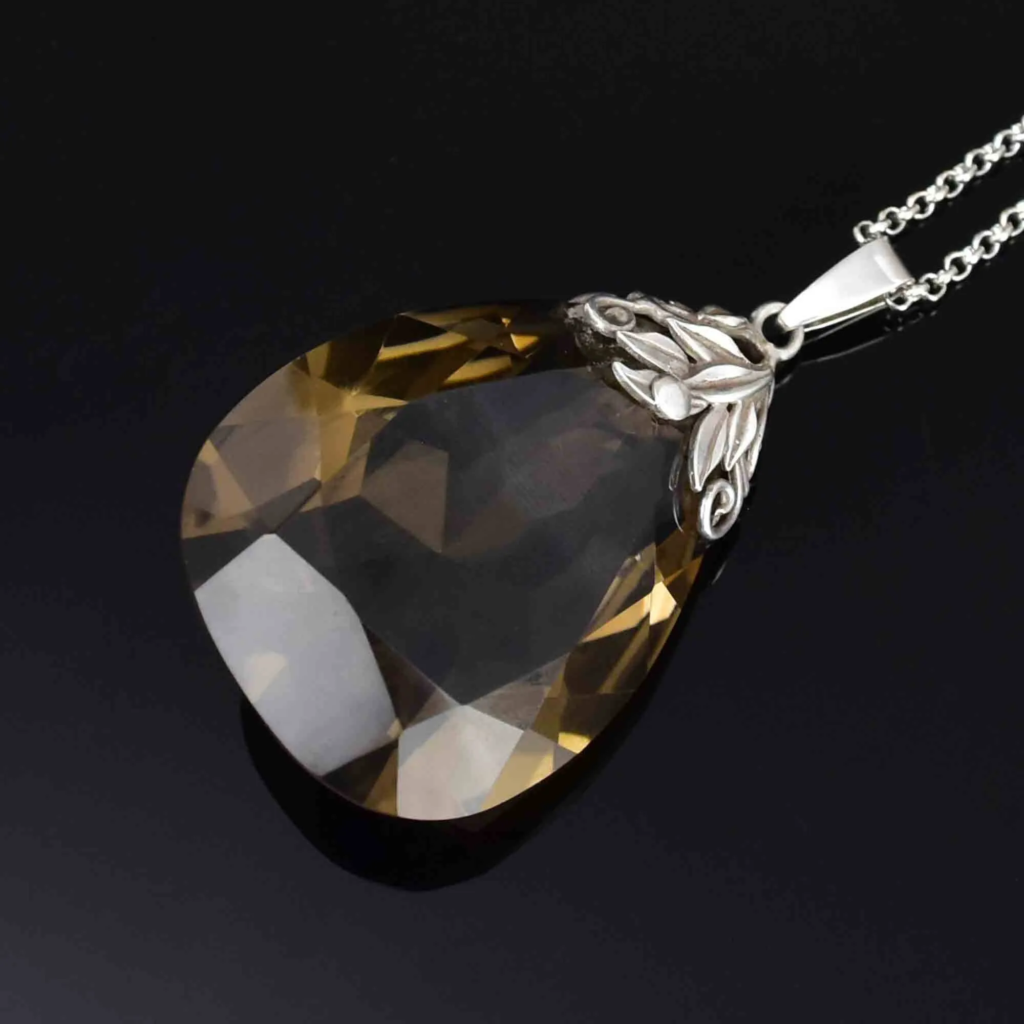 Silver Arts and Crafts 92 CTW Smoky Quartz Pendant Necklace