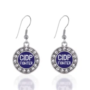 Silver CIDP Fighter Circle Charm Dangle Earrings