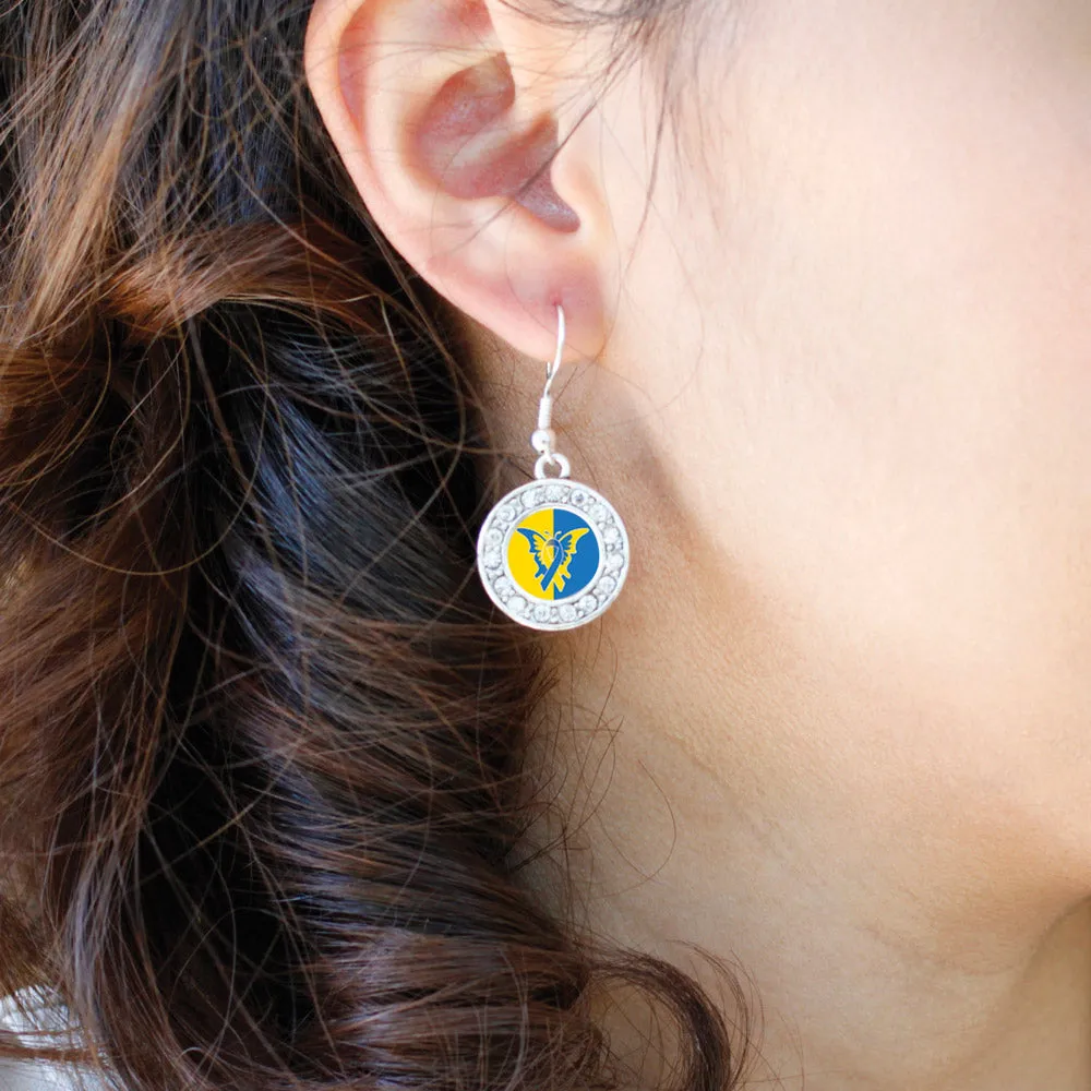 Silver Down Syndrome Awareness Circle Charm Dangle Earrings