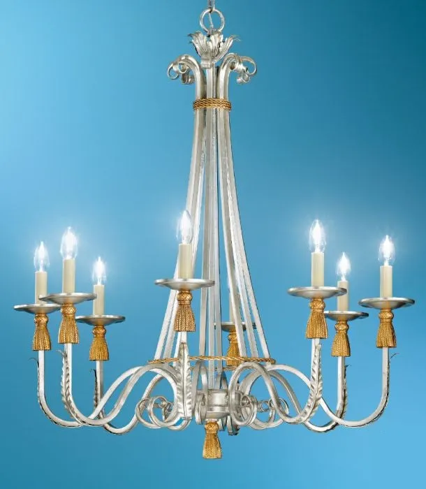 Silver Leaf Iron Chandelier