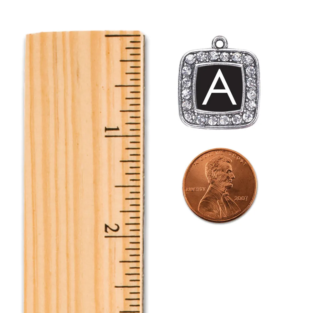 Silver My Initials - Letter A Square Charm Dangle Earrings
