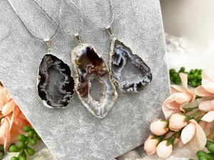 Silver Plated Geode Necklace