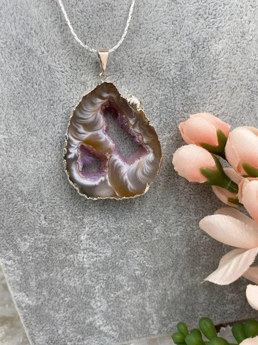 Silver Plated Geode Necklace