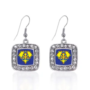 Silver Super Autism Awareness Square Charm Dangle Earrings