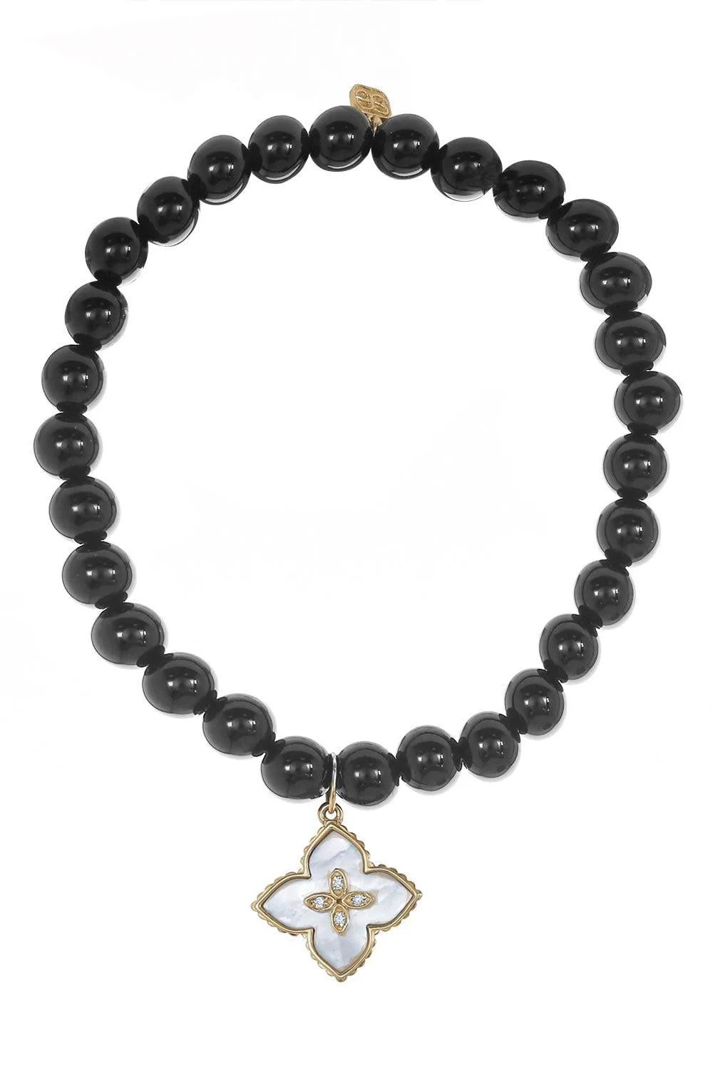 Small Moroccan Flower Onyx Charm Bracelet