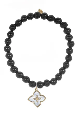 Small Moroccan Flower Onyx Charm Bracelet
