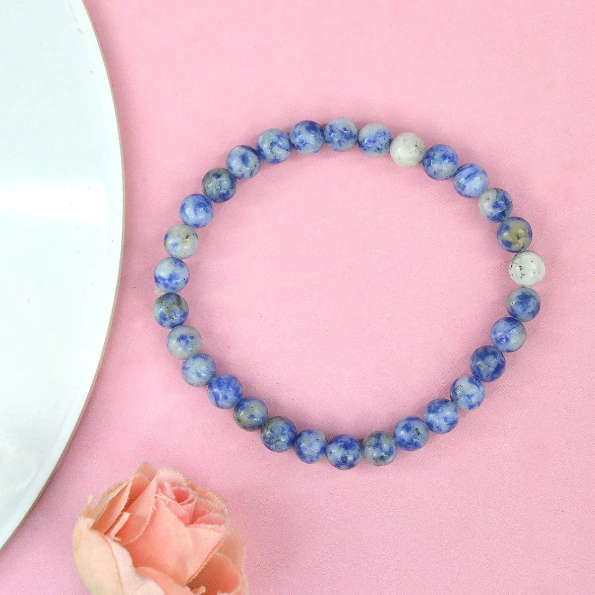 Sodalite Crystal Bracelet 6 mm Beads Lab Stretchable Elastic Bracelet Sodalite Semi precious Gemstone