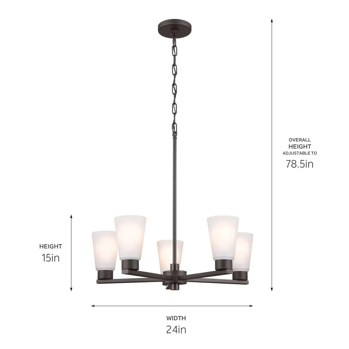 Stamos 24 in. 5 Lights Chandelier Old Bronze finish