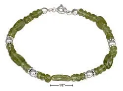 Sterling silver 7" beaded peridot bracelet