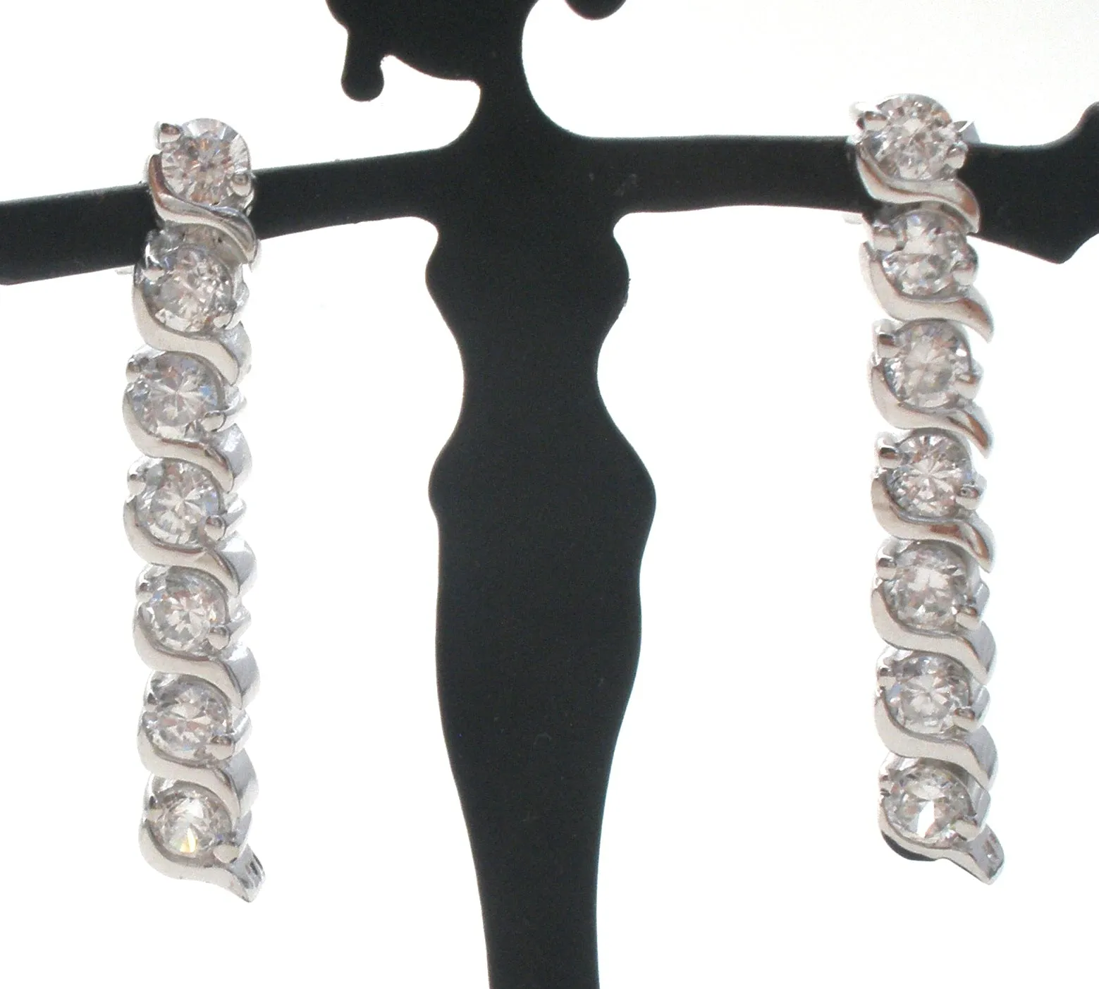 Sterling Silver Dangle Cubic Zirconia Earrings
