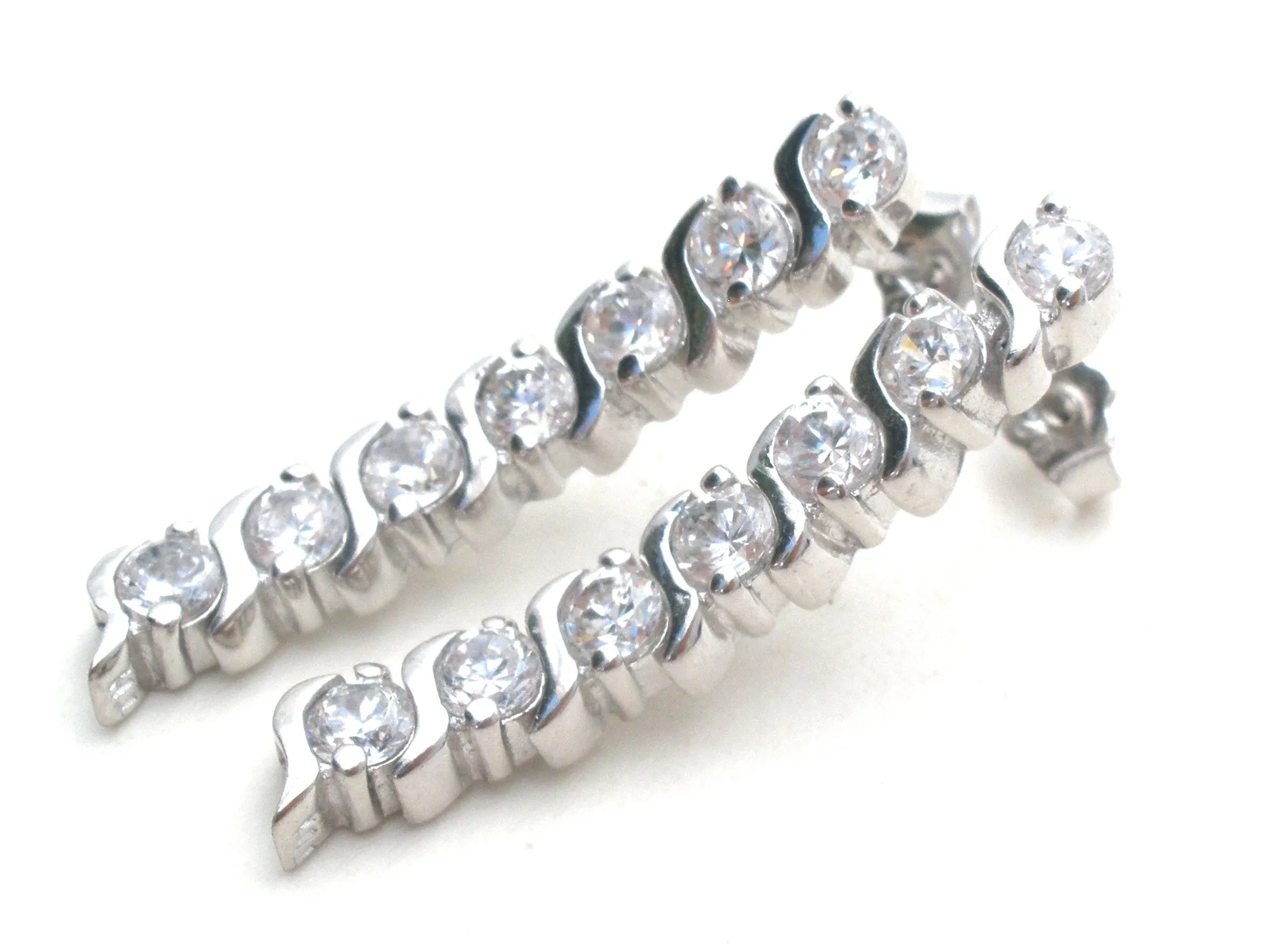 Sterling Silver Dangle Cubic Zirconia Earrings