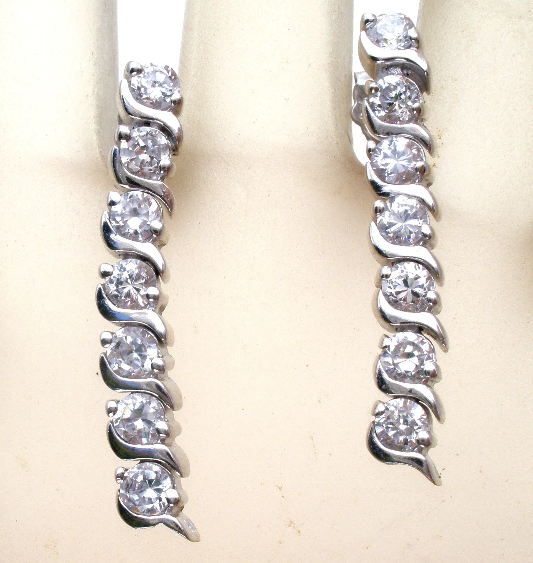 Sterling Silver Dangle Cubic Zirconia Earrings