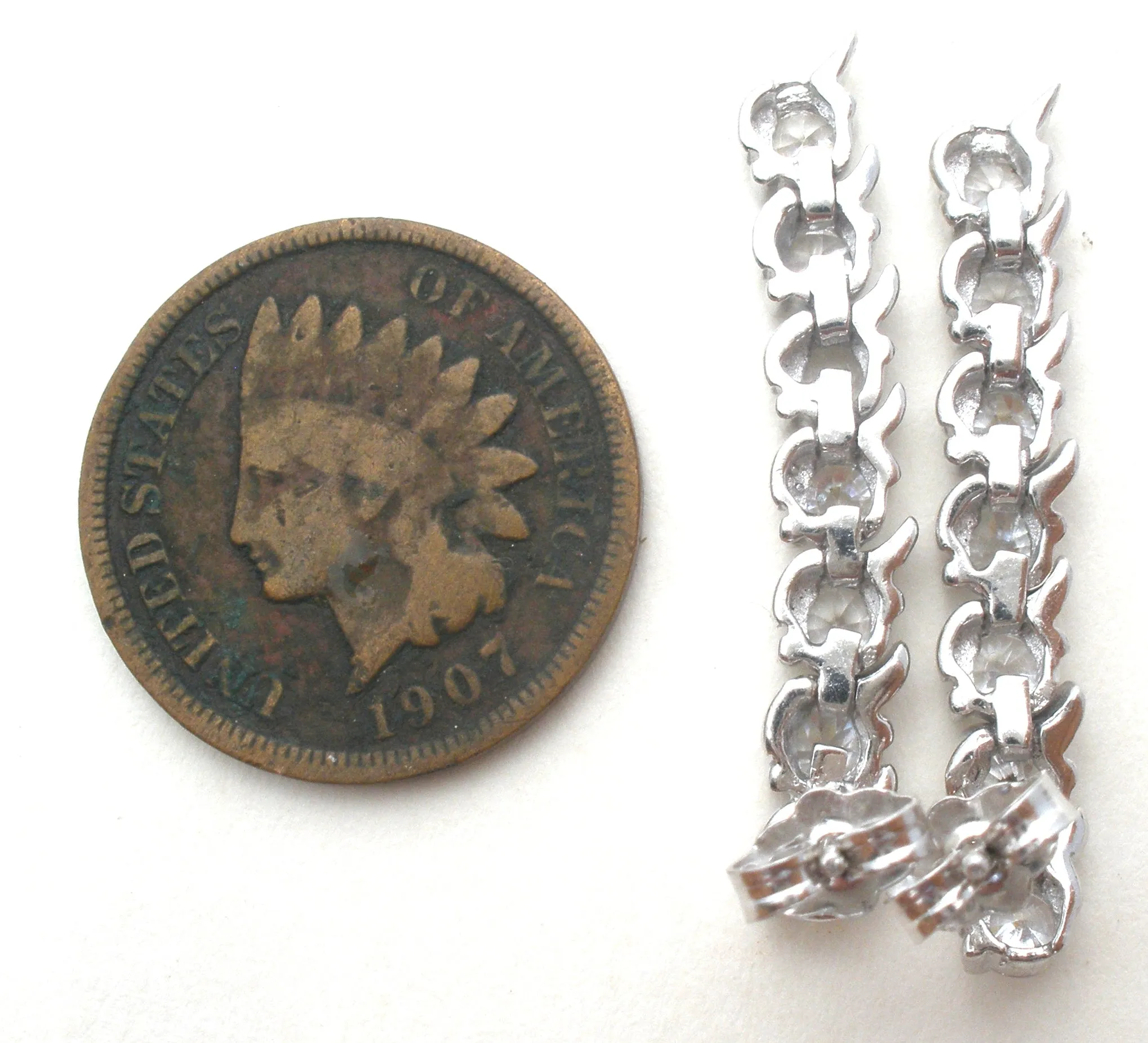 Sterling Silver Dangle Cubic Zirconia Earrings