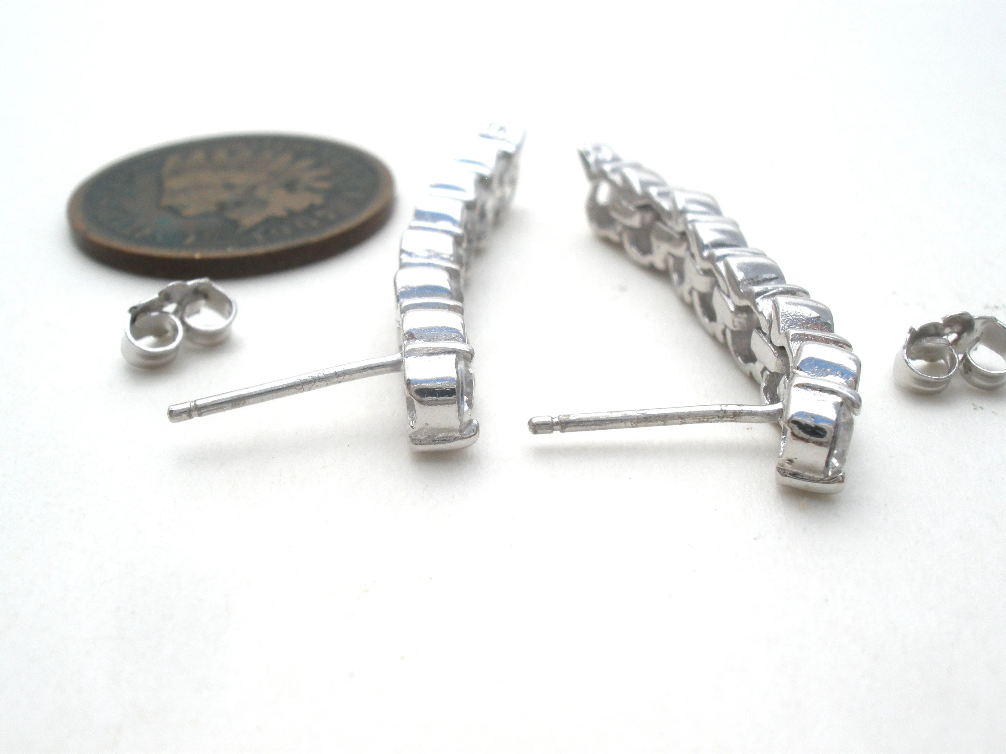 Sterling Silver Dangle Cubic Zirconia Earrings