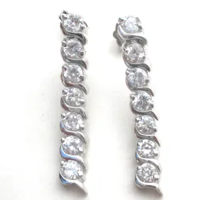 Sterling Silver Dangle Cubic Zirconia Earrings