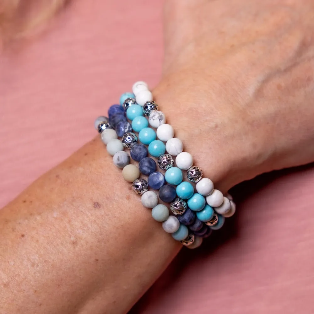 Sterling Silver Howlite Bali Gemstone Bracelet