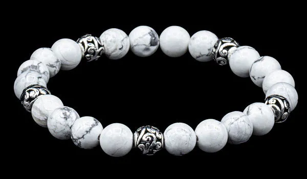 Sterling Silver Howlite Bali Gemstone Bracelet