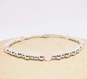Sterling Silver Rose Quartz Bead Bracelet