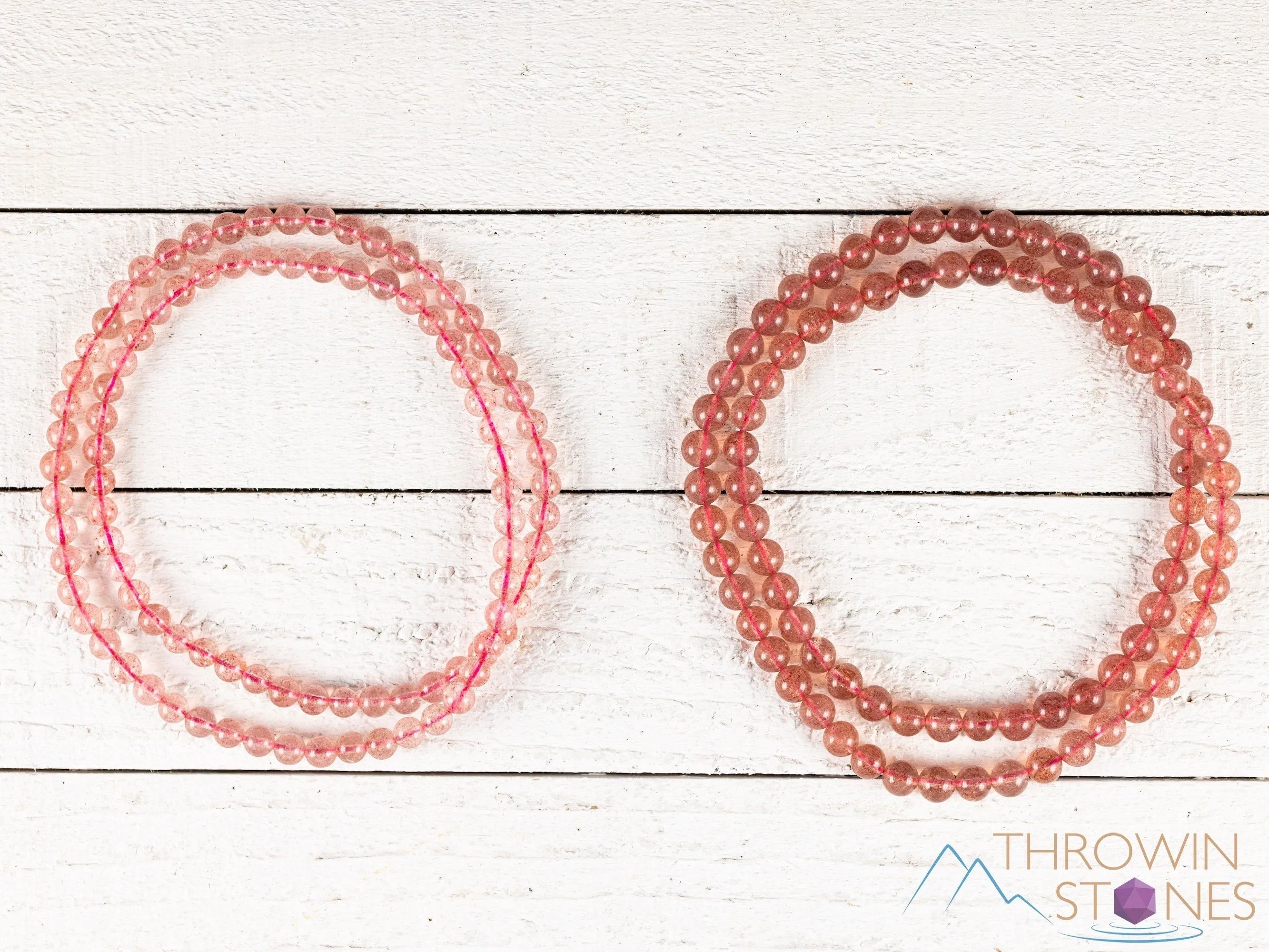 STRAWBERRY QUARTZ Crystal Jewelry - Wrap Bracelet, Crystal Beaded Necklace, Crystal Beaded Bracelet, E2103