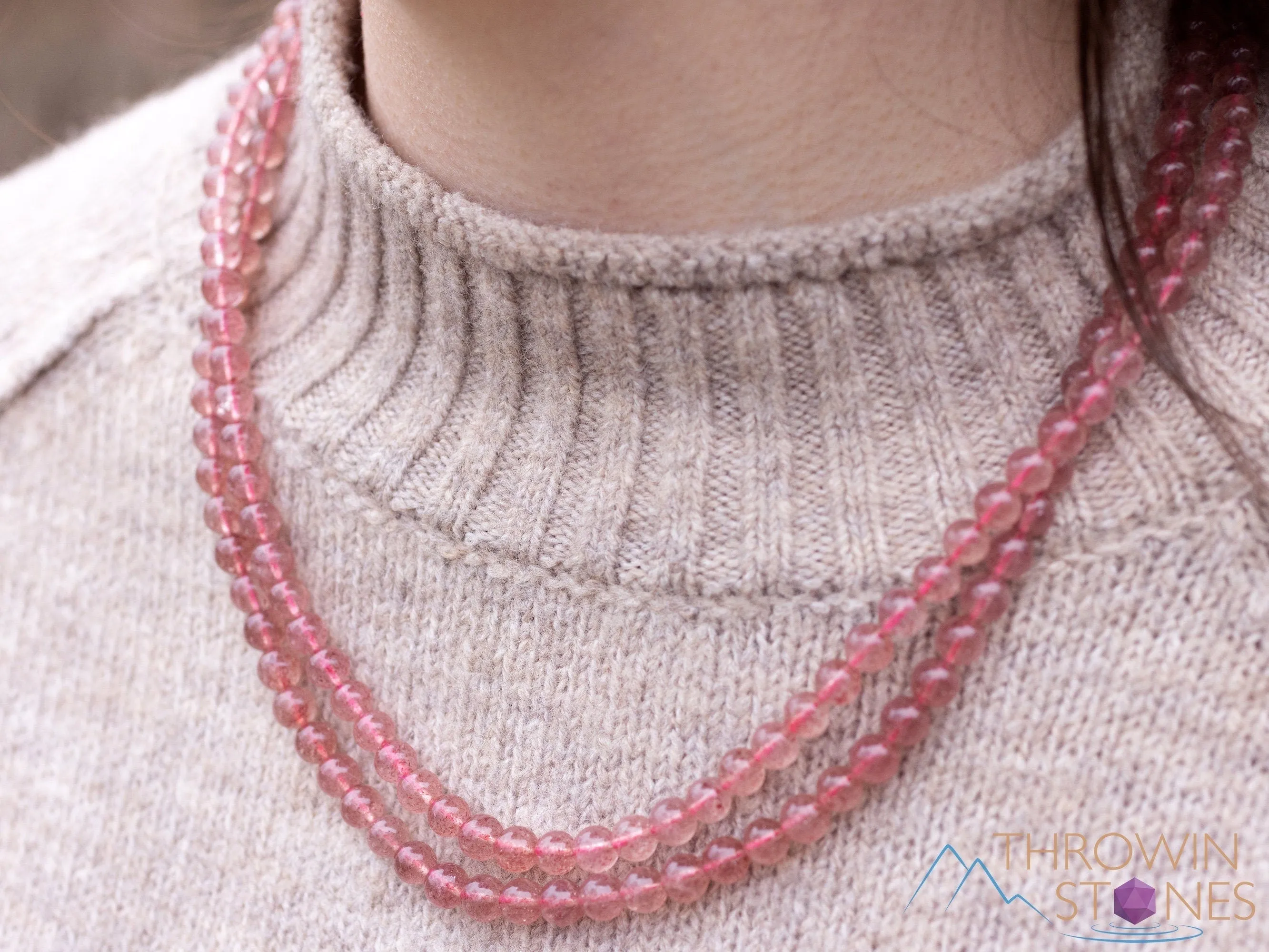 STRAWBERRY QUARTZ Crystal Jewelry - Wrap Bracelet, Crystal Beaded Necklace, Crystal Beaded Bracelet, E2103