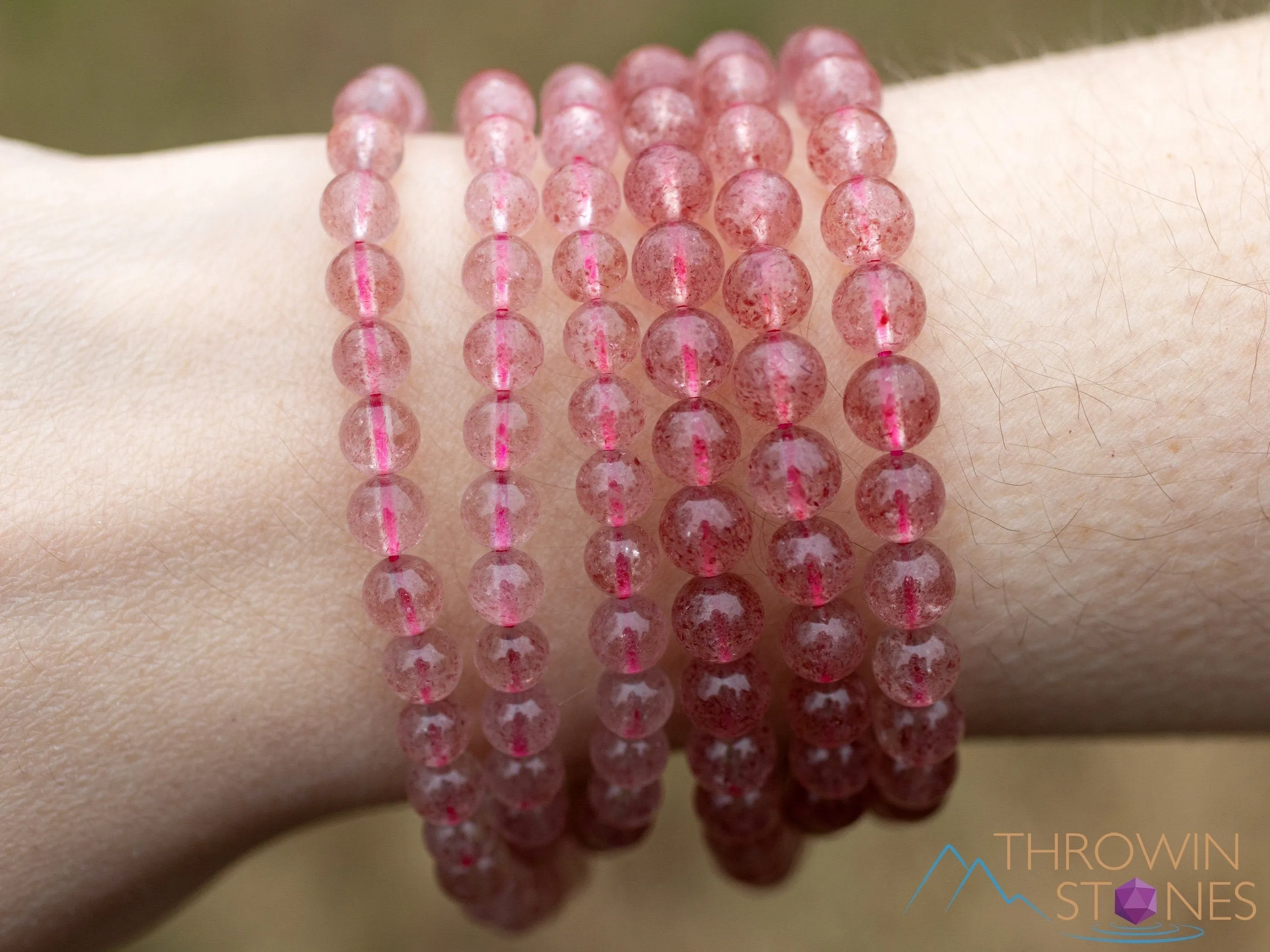 STRAWBERRY QUARTZ Crystal Jewelry - Wrap Bracelet, Crystal Beaded Necklace, Crystal Beaded Bracelet, E2103
