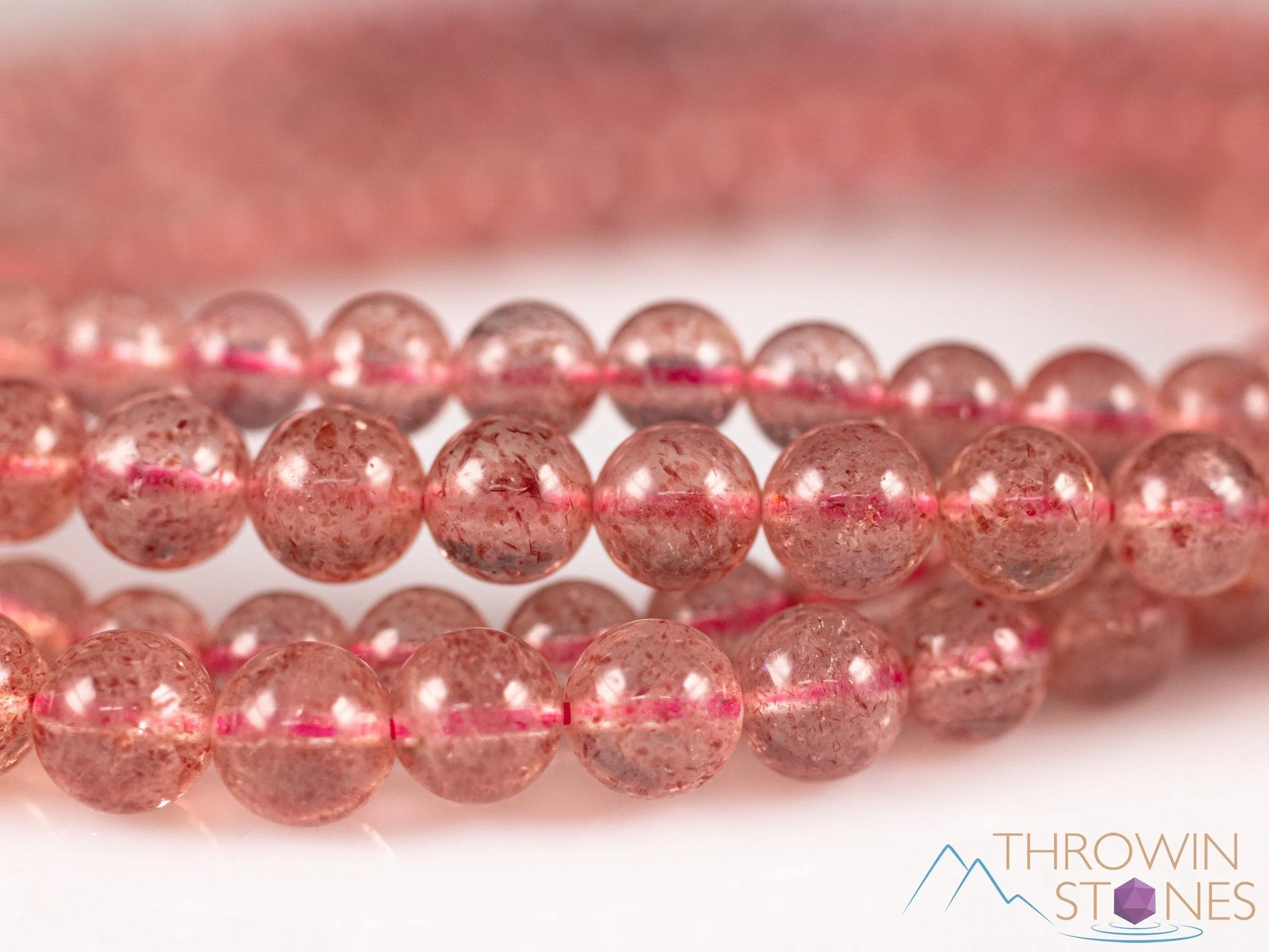 STRAWBERRY QUARTZ Crystal Jewelry - Wrap Bracelet, Crystal Beaded Necklace, Crystal Beaded Bracelet, E2103