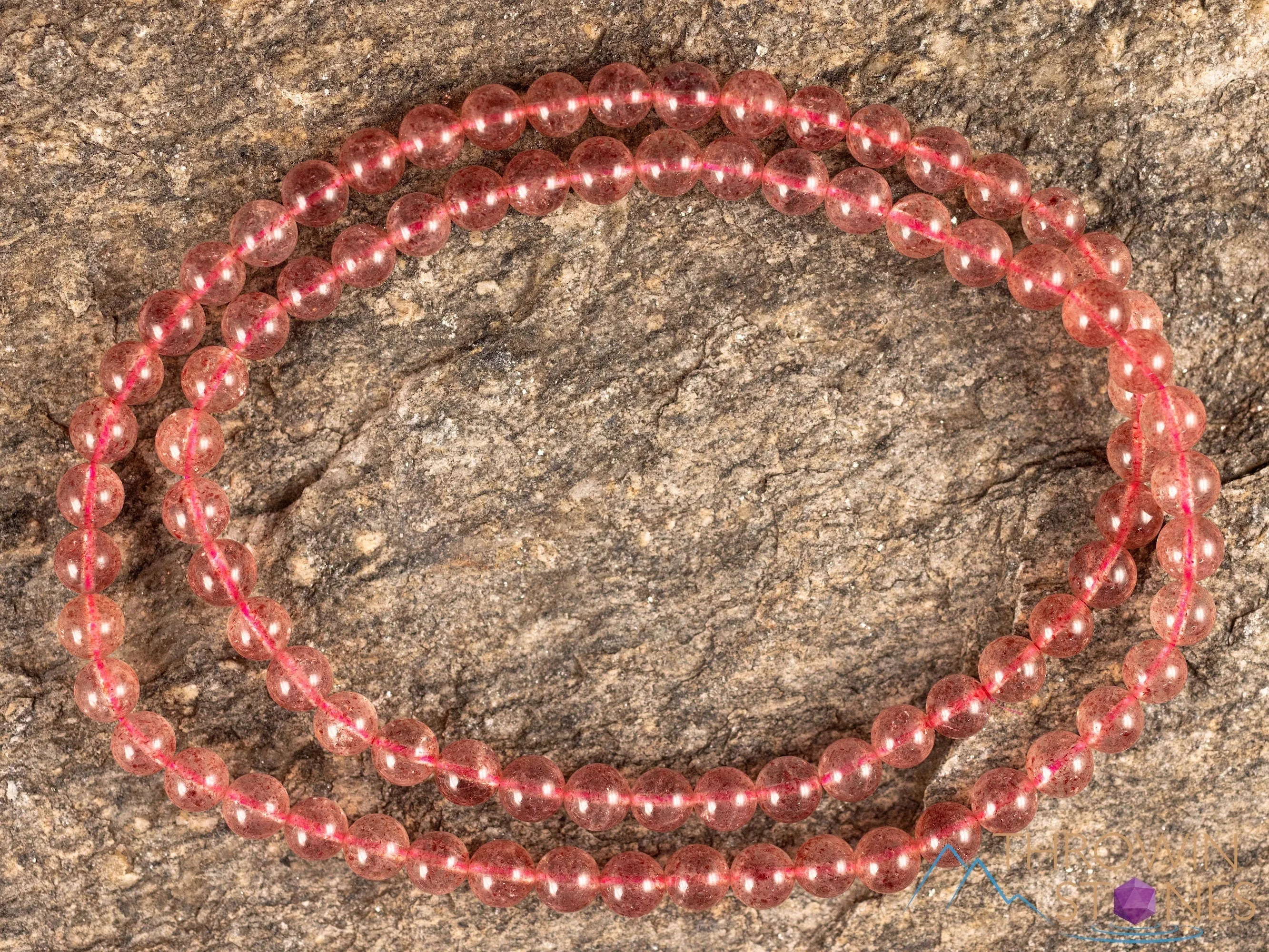 STRAWBERRY QUARTZ Crystal Jewelry - Wrap Bracelet, Crystal Beaded Necklace, Crystal Beaded Bracelet, E2103