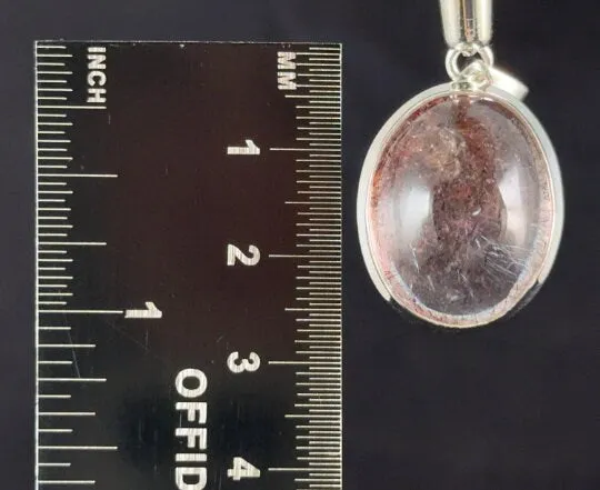 SUPER SEVEN QUARTZ Crystal Pendant - Sterling Silver, Oval - Fine Jewelry, Healing Crystals and Stones, 54119
