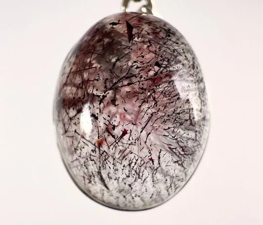 SUPER SEVEN QUARTZ Crystal Pendant - Sterling Silver, Oval - Fine Jewelry, Healing Crystals and Stones, 54119