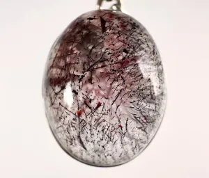 SUPER SEVEN QUARTZ Crystal Pendant - Sterling Silver, Oval - Fine Jewelry, Healing Crystals and Stones, 54119