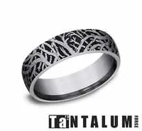 Tantalum Gray and Black 6 mm Enchanted forest Wedding Band Size 10