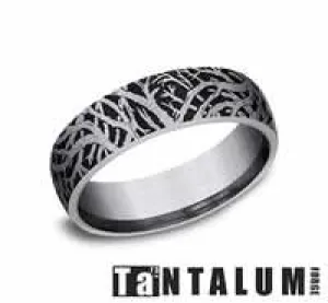 Tantalum Gray and Black 6 mm Enchanted forest Wedding Band Size 10