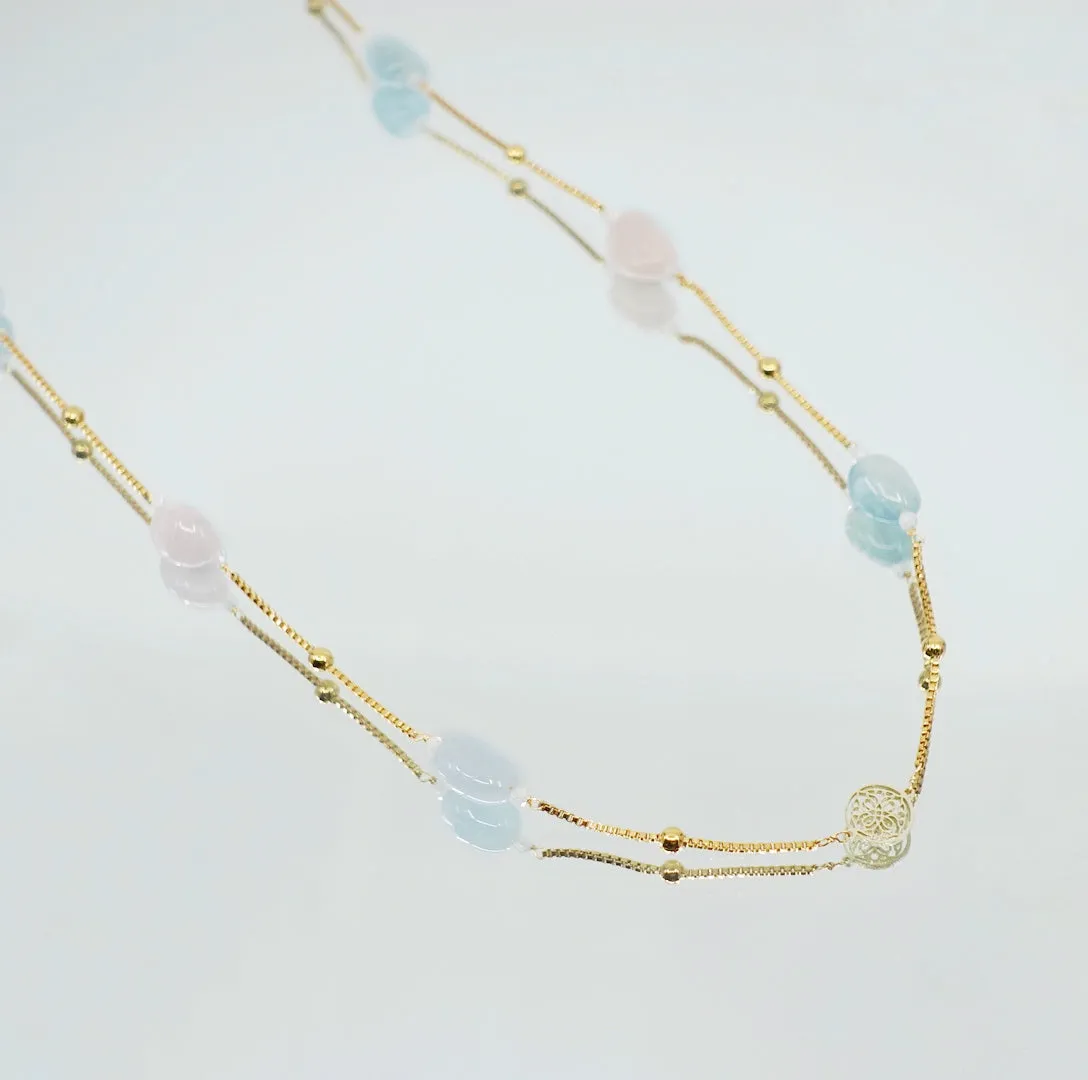 The Nine Morganite Long Necklace