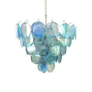 Vintage Blue Murano Disc Glass Chandelier