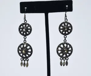 Vintage Citrine Filigree Sterling Silver Dangle Earrings