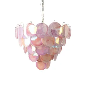 Vintage Pink Murano Disc Glass Chandelier