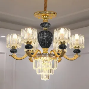 Vintage Prismatic Crystal Chandelier - Elegant Dining Room Lighting Fixture