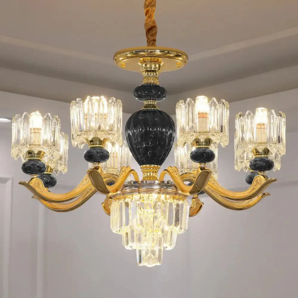 Vintage Prismatic Crystal Chandelier - Elegant Dining Room Lighting Fixture