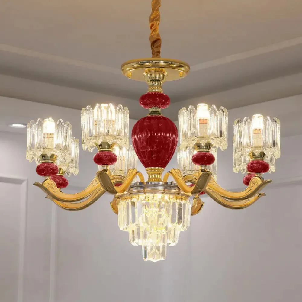 Vintage Prismatic Crystal Chandelier - Elegant Dining Room Lighting Fixture