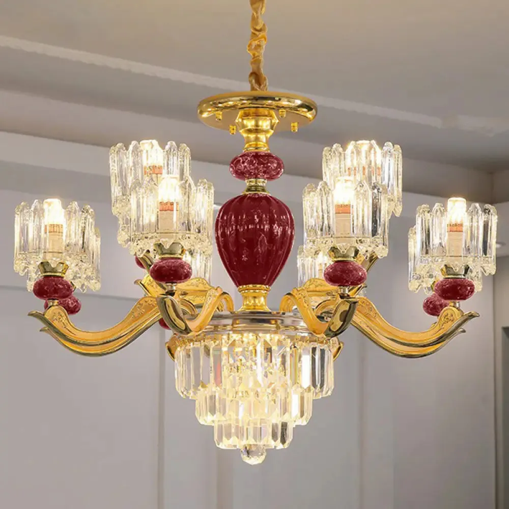 Vintage Prismatic Crystal Chandelier - Elegant Dining Room Lighting Fixture