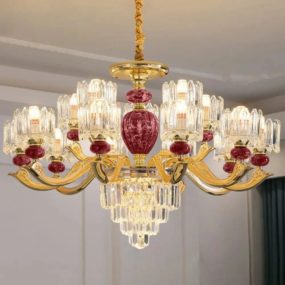 Vintage Prismatic Crystal Chandelier - Elegant Dining Room Lighting Fixture