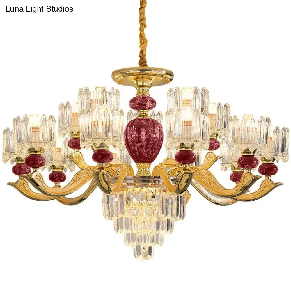 Vintage Prismatic Crystal Chandelier - Elegant Dining Room Lighting Fixture