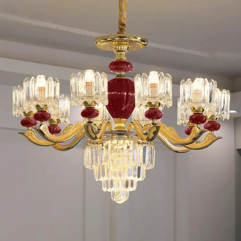 Vintage Prismatic Crystal Chandelier - Elegant Dining Room Lighting Fixture