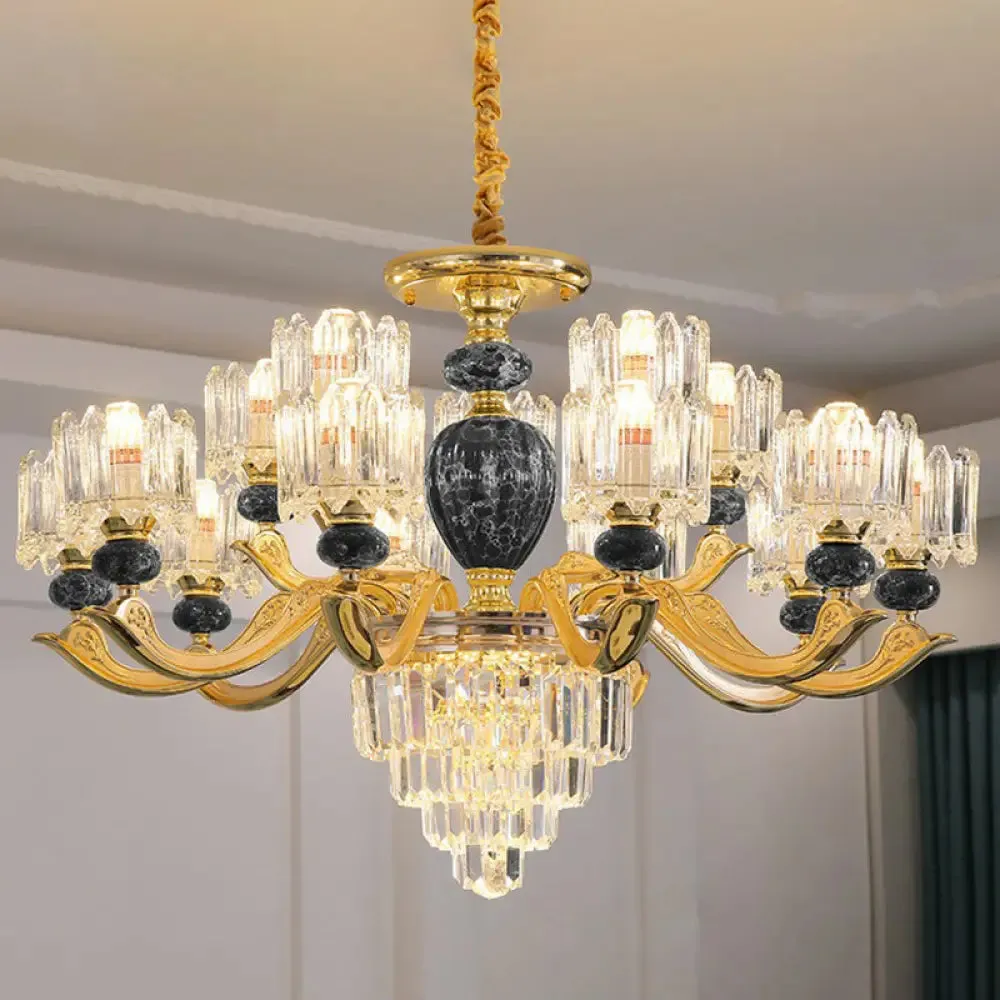 Vintage Prismatic Crystal Chandelier - Elegant Dining Room Lighting Fixture
