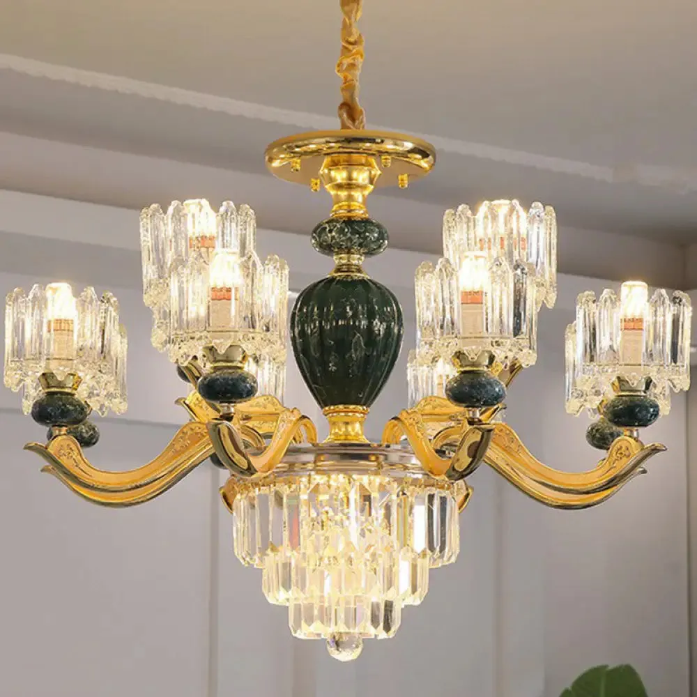 Vintage Prismatic Crystal Chandelier - Elegant Dining Room Lighting Fixture
