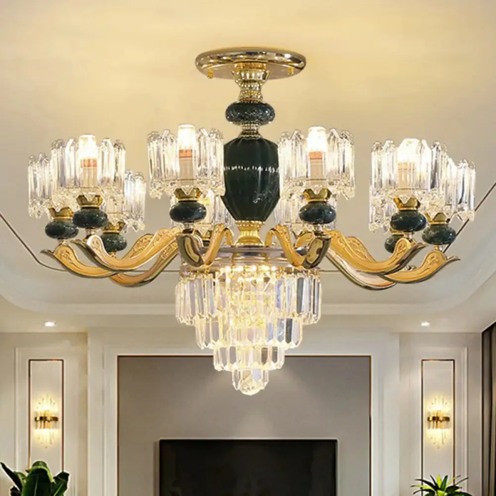 Vintage Prismatic Crystal Chandelier - Elegant Dining Room Lighting Fixture
