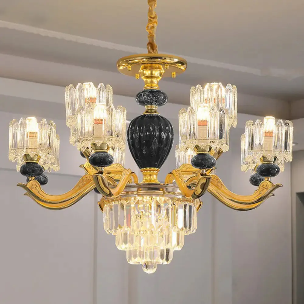 Vintage Prismatic Crystal Chandelier - Elegant Dining Room Lighting Fixture