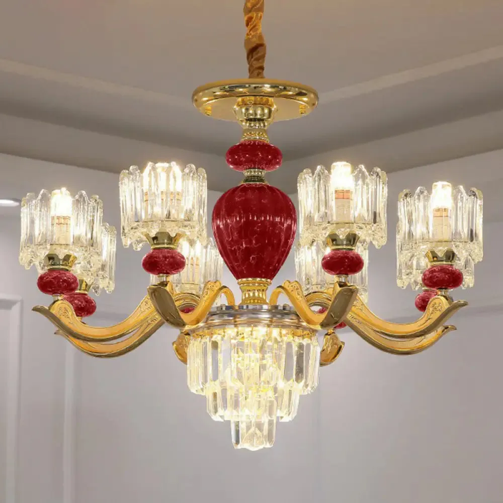 Vintage Prismatic Crystal Chandelier - Elegant Dining Room Lighting Fixture